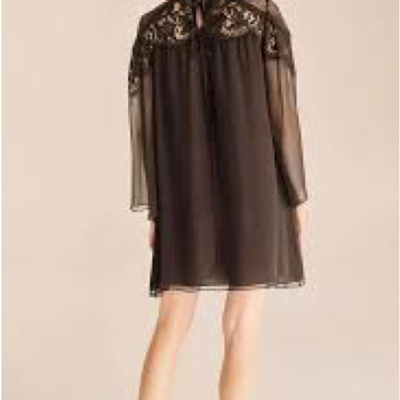 Rebecca Taylor chocolate brown silk and lace chiffon dress. NWT size 4 - Picture 6 of 7